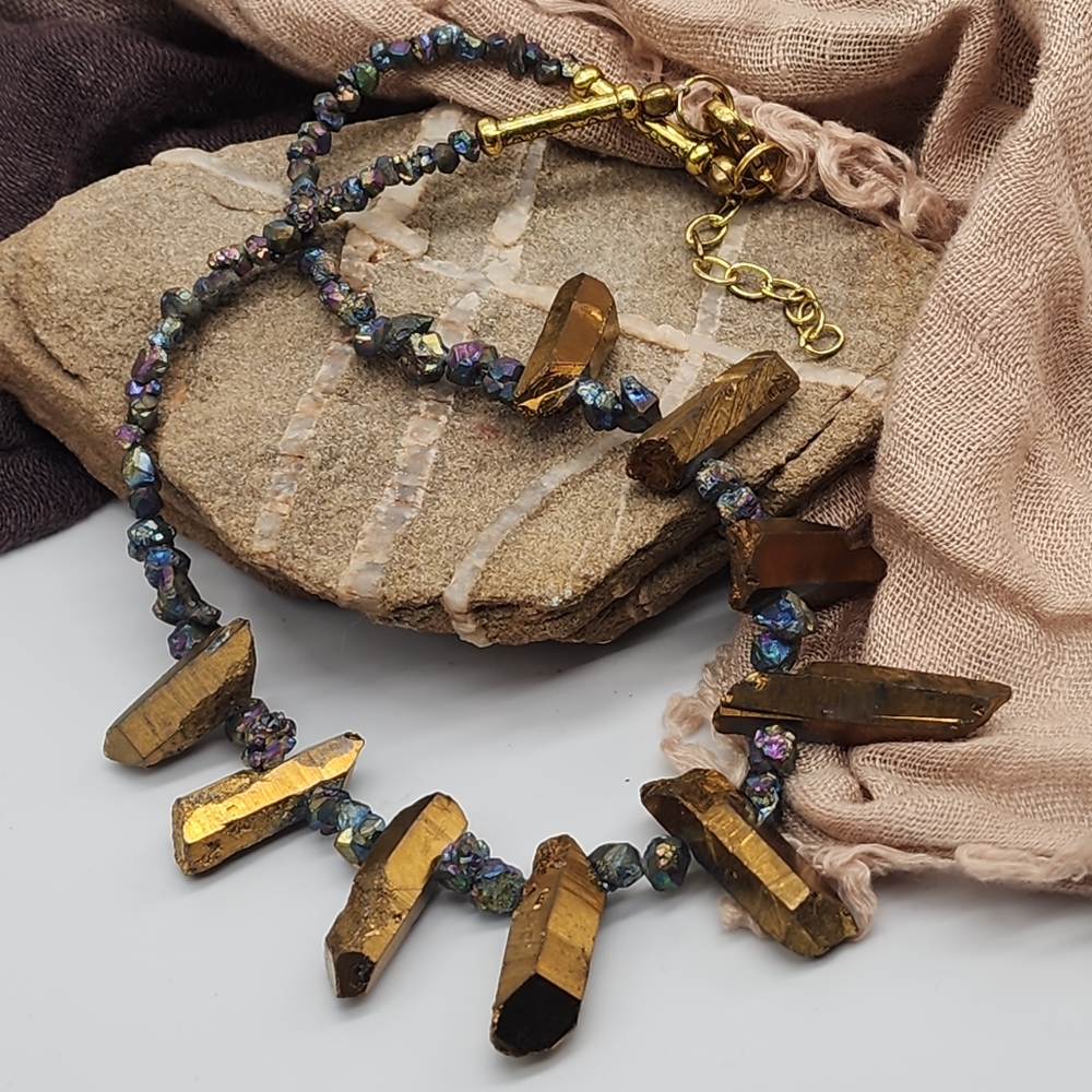 FP Designer Jewelry Emilie Shapiro Frozen Fire Path Gold Pyrite Raw Rock Nuggets - Picture 13 of 14